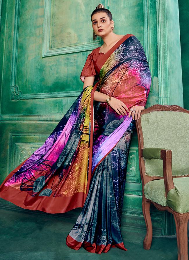 Crepe Multi Colour Casual Wear Printed Saree